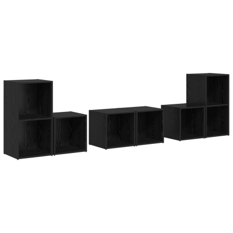 vidaXL TV-kast set met plank met opslag 6 pcs Zwart Eiken Bewerkt hout afbeelding2 - 1
