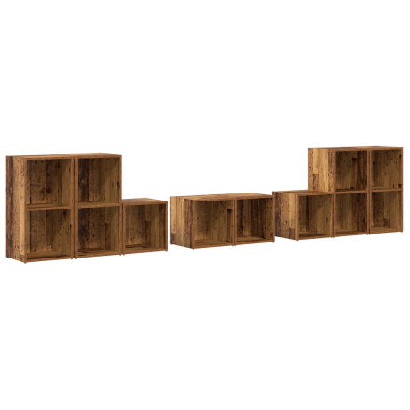 vidaXL TV-kast set met plank met opslag 8 pcs Oud Hout Bewerkt hout afbeelding2 - 1