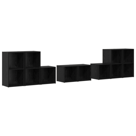vidaXL TV-kast set met plank met opslag 8 pcs Zwart Eiken Bewerkt hout afbeelding2 - 1