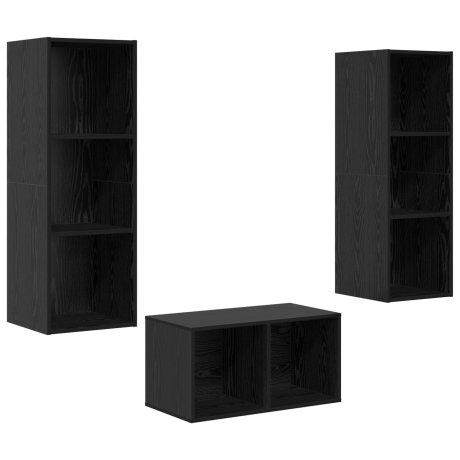vidaXL TV-kast set met plank Zwart eiken 37 x 37 x 107 cm Bewerkt hout afbeelding2 - 1