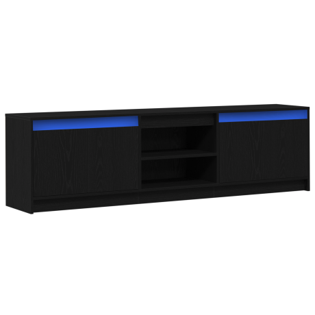 vidaXL TV-kast Zwart 182 x 34 x 50 cm Geengineerd hout en Spaanplaat afbeelding2 - 1
