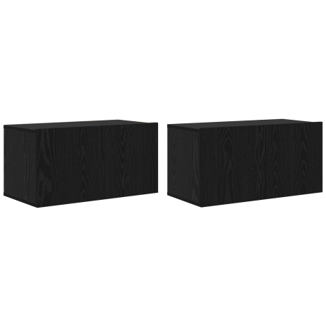 vidaXL TV-kastset Zwart Eiken Geëngageerd hout Klein TV-kast afbeelding2 - 1