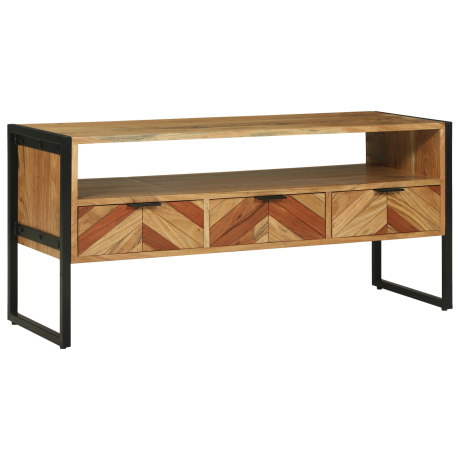 vidaXL TV-kast met lade Bruin 100 x 35 x 50 cm Massief Acaciahout afbeelding2 - 1