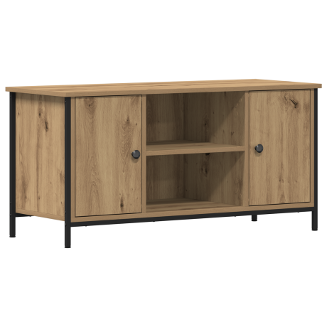 vidaXL Tv-meubel 100x40x50 cm bewerkt hout en staal artisanaal eiken afbeelding2 - 1