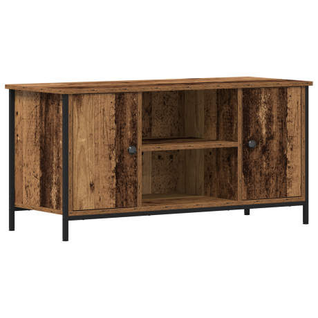 vidaXL Tv-meubel 100x40x50 cm bewerkt hout en staal oud houtkleurig afbeelding2 - 1