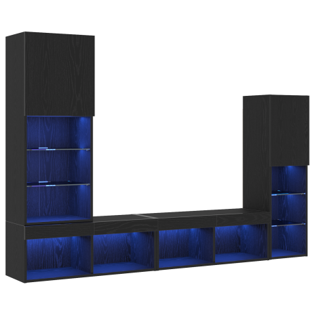 vidaXL Tv-meubel 30,5x30x102 cm bewerkt hout zwart eikenkleurig afbeelding2 - 1
