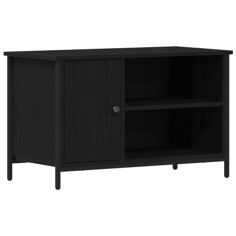 vidaXL Tv-meubel 80x40x50 cm bewerkt hout en staal zwart eikenkleurig afbeelding2 - 1