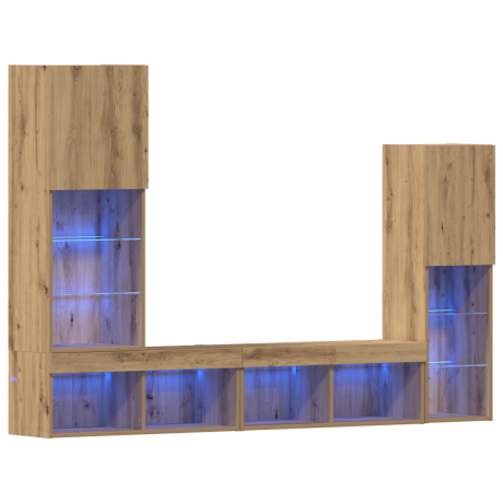 vidaXL TV-kast 4 pcs artisanaal eikenkleurig Bewerkt hout afbeelding2 - 1