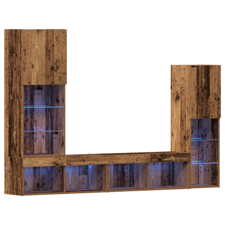 vidaXL Tv-meubel met LED 40,5x30x102 cm bewerkt hout oud houtkleurig afbeelding2 - 1