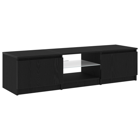 vidaXL TV-meubel met LED-verlichting - Zwart eiken - 140x40x35,5 cm - Bewerkt hout afbeelding2 - 1
