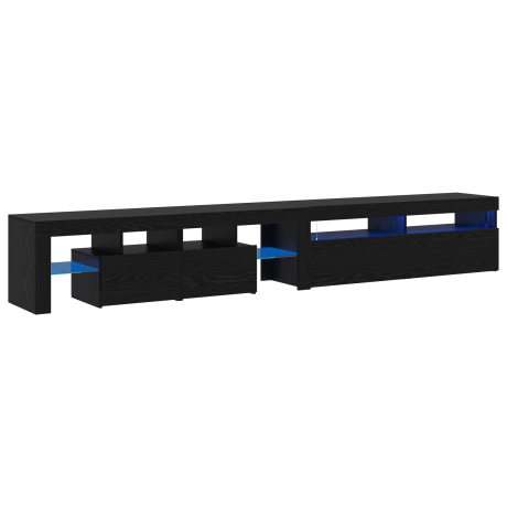 vidaXL TV-kast 2 pcs Zwart Eiken 260 x 37 x 40 cm Bewerkt hout afbeelding2 - 1