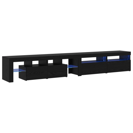 vidaXL TV-kast met LED 3 pcs Zwart Eiken 260 x 37 x 40 cm Bewerkt hout afbeelding2 - 1