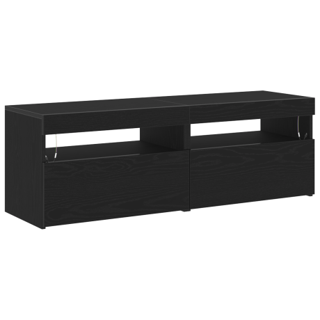 vidaXL TV Meubels met LED Lichten 2 stuks Zwart Eiken 60x35x40 cm Geengineerd Hout afbeelding2 - 1