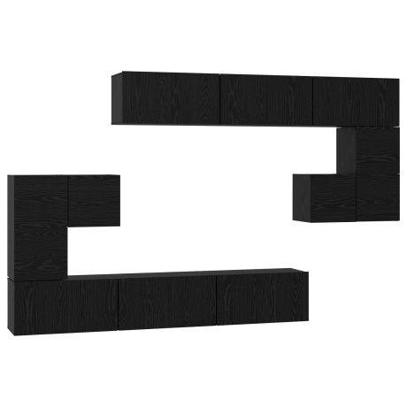 vidaXL Tv-meubelset 10 pcs Zwart eiken 180 x 30 x 90.5 cm Bewerkt hout afbeelding2 - 1