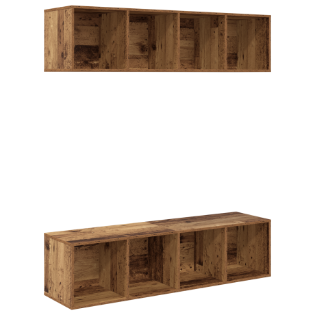 vidaXL Tv-meubelset 2 pcs Oud hout 37 x 37 x 142.5 cm Bewerkt hout afbeelding2 - 1