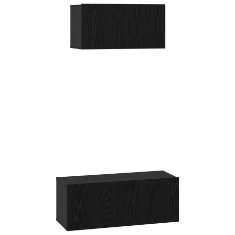 vidaXL Tv-meubelset 2 pcs Zwart eiken 80 x 30 x 30 cm Bewerkt hout afbeelding2 - 1