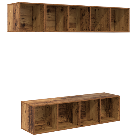 vidaXL Tv-meubelset 4 pcs Oud hout 37 x 37 x 142.5 cm Bewerkt hout afbeelding2 - 1