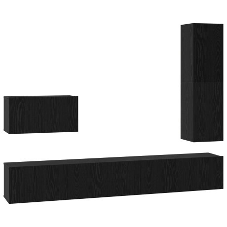 vidaXL Tv-meubelset 4 pcs Zwart eiken 30.5 x 30 x 110 cm Bewerkt hout afbeelding2 - 1