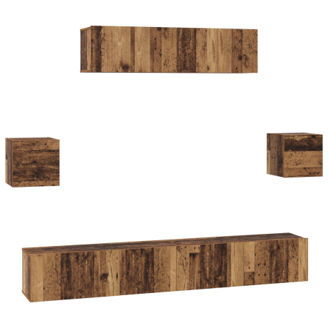 vidaXL Tv-meubelset 7 pcs Oud hout 80 x 30 x 30 cm Bewerkt hout afbeelding2 - 1