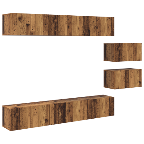 vidaXL Tv-meubelset 8 pcs Oud hout 60 x 30 x 30.5 cm Bewerkt hout afbeelding2 - 1