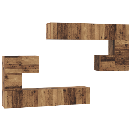 vidaXL Tv-meubelset 8 pcs Oude hout Medium 30.5 x 30 x 30 cm afbeelding2 - 1