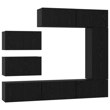 vidaXL Tv-meubelset 8 pcs Zwart eiken 30.5 x 30 x 90 cm Bewerkt hout afbeelding2 - 1