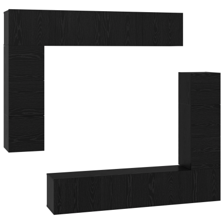 vidaXL Tv-meubelset 8 pcs Zwart eiken 80 x 30 x 30 cm Bewerkt hout afbeelding2 - 1