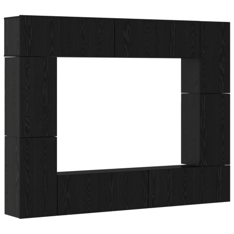 vidaXL Tv-meubelset 8 pcs Zwart eiken 80 x 30 x 30.5 cm Bewerkt hout afbeelding2 - 1