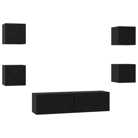 vidaXL Tv-meubelset Anders 6 pcs Zwart eiken Medium 120 x 30 x 30 cm afbeelding2 - 1