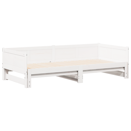 vidaXL Uittrekbaar Dagbed Wit 90x200 cm Massief Hout Grenen afbeelding2 - 1