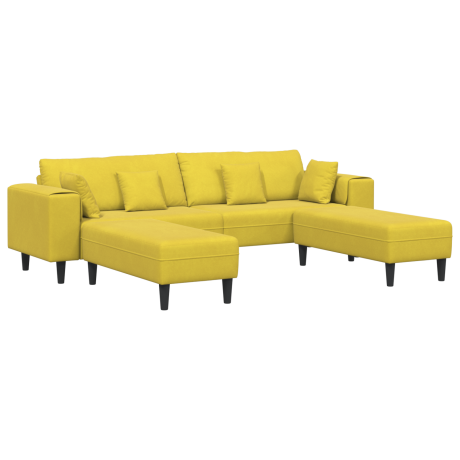 vidaXL Bank 3 pcs Geel 250 x 188 x 76 cm Fluweel afbeelding2 - 1