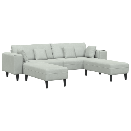 vidaXL Bank 3 pcs Lichtgrijs 250 x 188 x 76 cm Fluweel afbeelding2 - 1