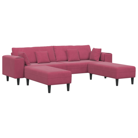 vidaXL Bank 3 pcs Wijnrood 250 x 188 x 76 cm Fluweel afbeelding2 - 1