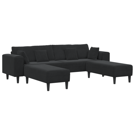 vidaXL Bank 3 pcs Zwart 250 x 188 x 76 cm Fluweel afbeelding2 - 1