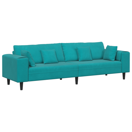 vidaXL Velours Bank met kussen met kussen Turquoise 208 cm Fluweel afbeelding2 - 1
