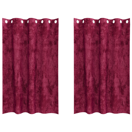 vidaXL Velours Gordijnen 2 stuks met Oogjes Bordeauxrood 175x140 cm afbeelding2 - 1