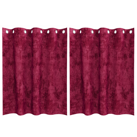 vidaXL Velvet Gordijnen Wijnrood Polyester 140 x 140 cm Gordijn afbeelding2 - 1