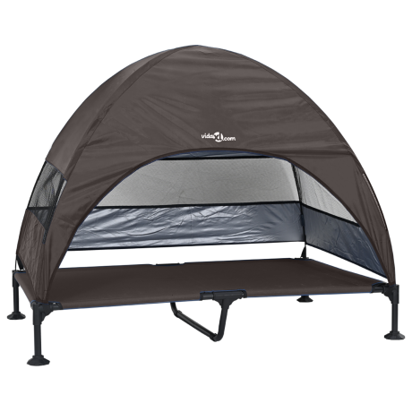 vidaXL Verhoogd Hondenbed met Afneembaar Dak Bruin XL Staal afbeelding2 - 1