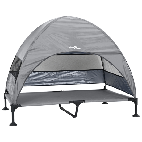 vidaXL Verhoogd Hondenbed met Afneembaar Dak Lichtgrijs XL Staal afbeelding2 - 1