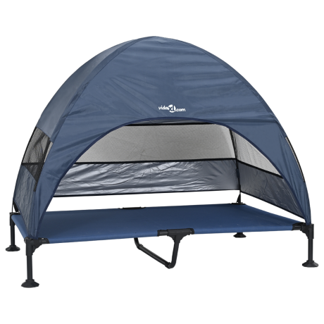 vidaXL Verhoogd hondenbed met afneembaar dak - Marineblauw - XL - Staal afbeelding2 - 1