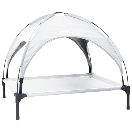 vidaXL Verhoogd Hondenbed met Afneembaar Dak Zilvergrijs L Staal afbeelding2 - 1