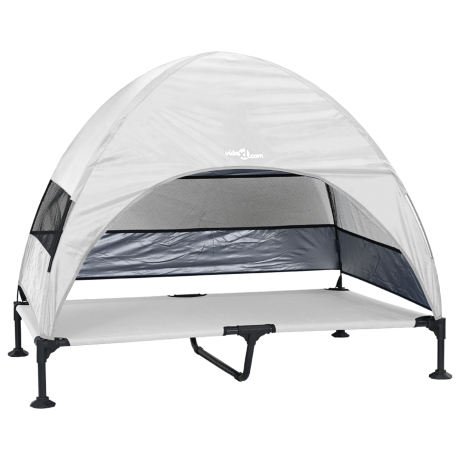 vidaXL Verhoogd Hondenbed met Afneembaar Dak Zilvergrijs XL Staal afbeelding2 - 1