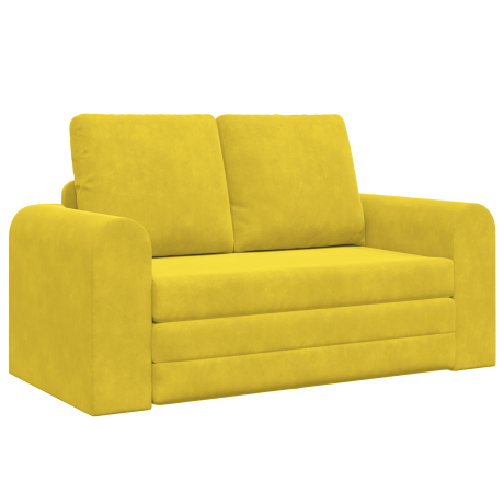 vidaXL Vloersofa Bed 2-in-1 Geel 148x71x83 cm Fluweel afbeelding2 - 1