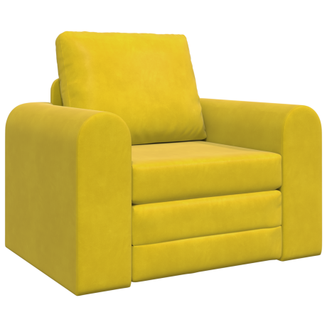 vidaXL Vloersofa Bed 2-in-1 Geel 98x71x83 cm Fluweel afbeelding2 - 1
