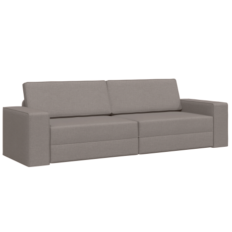 vidaXL Vloervouwbed 2-in-1 Taupe 245x150x60.5 cm Stof afbeelding2 - 1