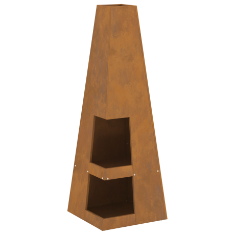 vidaXL Vuurkorf met Houtopslag 35x35x100 cm, Verweerd Staal. afbeelding2 - 1