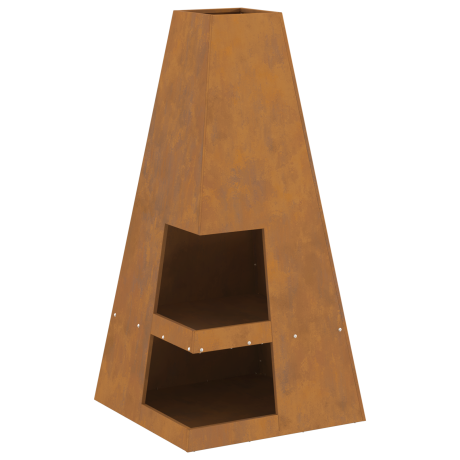 vidaXL Vuurkorf met Houtopslag 50 x 50 x 100 cm - Verouderd Staal afbeelding2 - 1