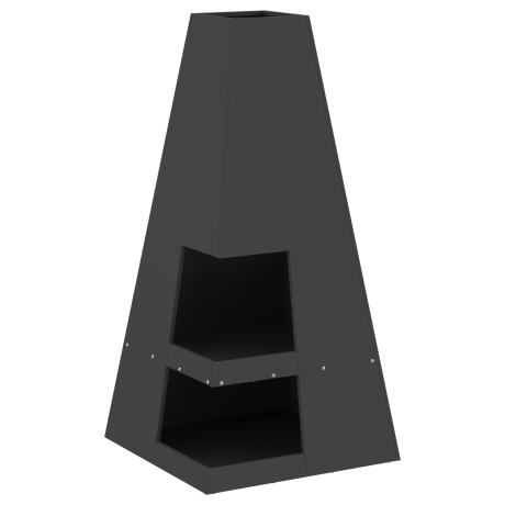 vidaXL Vuurkorf met Houtopslag - Zwart 50 x 50 x 100 cm - Staal afbeelding2 - 1