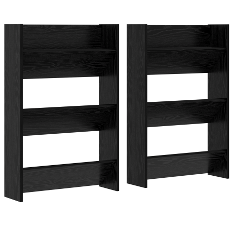 vidaXL Schoenenkast 2 pcs Zwart Eiken 60 x 18 x 90 cm Bewerkt hout afbeelding2 - 1