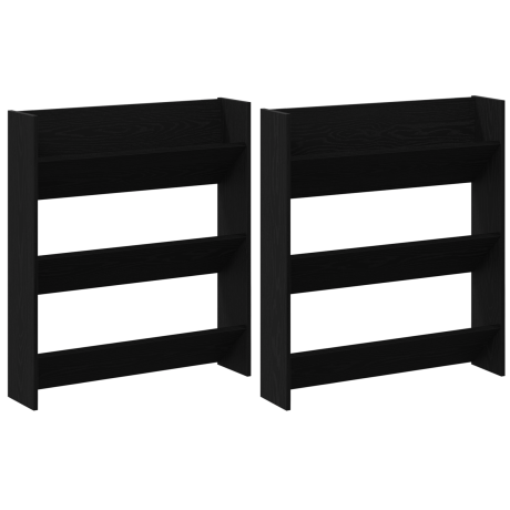 vidaXL Schoenenkast 2 pcs Zwart Eiken 86 x 18 x 90 cm Bewerkt hout afbeelding2 - 1